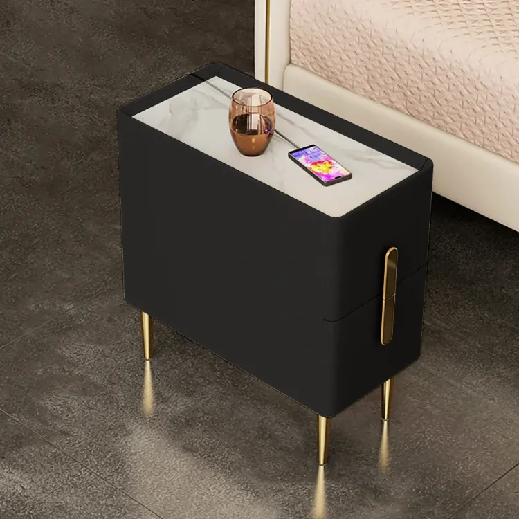 Picture of Inarrow Modern Nightstand Gold legs - 2 drawers