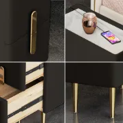 Picture of Inarrow Modern Nightstand Gold legs - 2 drawers