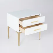 Hype Nightstand – Glossy Modern Design with Two Drawers and Gold Legs