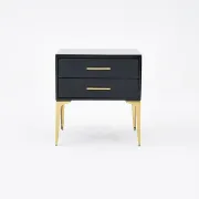 Hype Nightstand – Glossy Modern Design with Two Drawers and Gold Legs