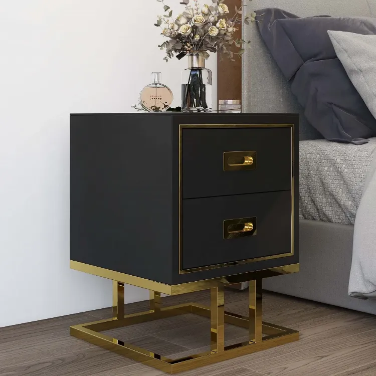 Picture of Earten Modern Black Nightstand - 2 drawers