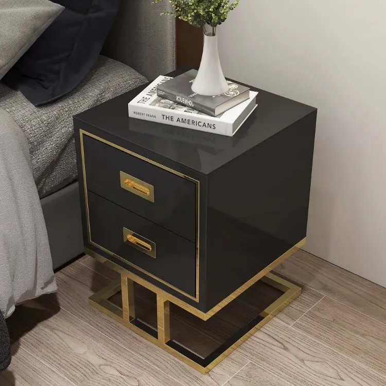 Picture of Earten Modern Black Nightstand - 2 drawers