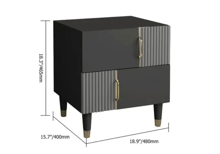 Picture of Denize Modern Black & Gray Nightstand - 2 drawers 