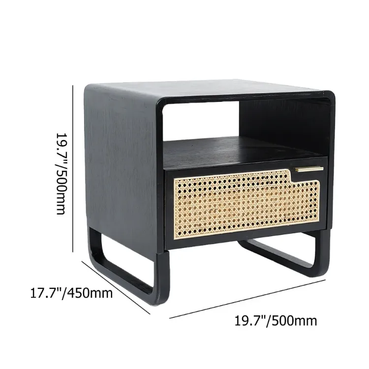 Picture of Kramsi Black Nightstand Rattan with Natural wood 