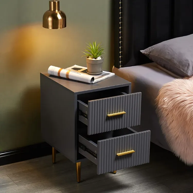 Picture of Crasmy Modern Nightstand with 2 drawers 