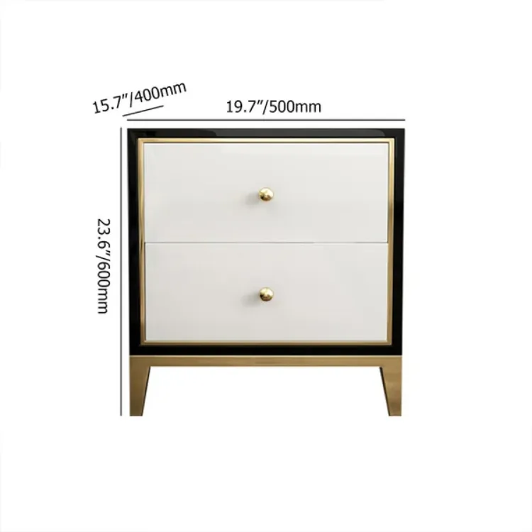 Picture of Larom Modern Nightstand Black and white - 2 drawers 