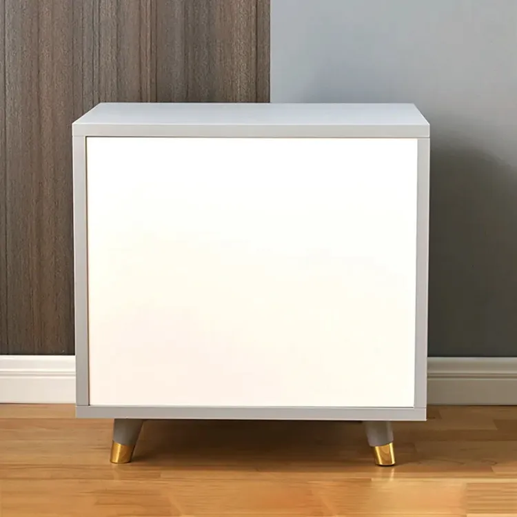 Picture of Grayish White Nightstand Modern 2-Drawer 