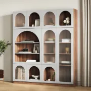 Picture of Mora bookcase with shelves and drawers - natural wood.