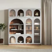 Picture of Mora bookcase with shelves and drawers - natural wood.