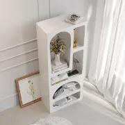 Picture of Moana bookcase with wooden shelf and storage areas - natural wood