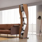 Picture of Samora curved bookcase in walnut and black