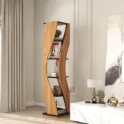 Picture of Samora curved bookcase in walnut and black