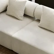 صورة Modular White Velvet L-Shape Sectional Sofa