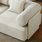 صورة Modular White Velvet L-Shape Sectional Sofa