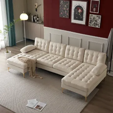 تفاصيل جيڤارا كنبة ركنية على شكل يو– 3 قطع بقاعدة من الخشب الطبيعي صورة جيڤارا كنبة ركنية على شكل يو– 3 قطع بقاعدة من الخشب الطبيعي