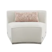 صورة Modern Curved Upholstered Round Arms Sectional Sofa with 3 Pillows，Beige