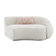 صورة Modern Curved Upholstered Round Arms Sectional Sofa with 3 Pillows，Beige