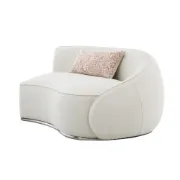 صورة Modern Curved Upholstered Round Arms Sectional Sofa with 3 Pillows，Beige