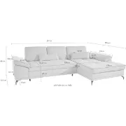 Picture of Places of Style corner sofa Costello, with seat depth adjustment and armrest function, incl. 3 kidney cushions