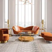 صورة أريكة كينيف الحديثة بثلاث مقاعد ذات تصميم منحني