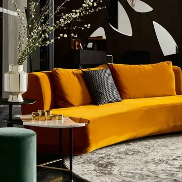 Show details for Timberline Orange Sofa Velvet Upholstered Sofa Picture of Timberline Orange Sofa Velvet Upholstered Sofa