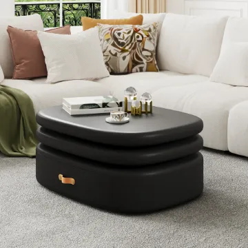 Eclipse – Oval Tiered Coffee Table made of Natural Wood with Rotating Top and Hidden Storage Eclipse – Oval Tiered Coffee Table made of Natural Wood with Rotating Top and Hidden Storage