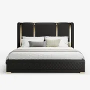 Picture of Aurelia Luxe Upholstered Bed – Black & Gold