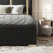 Picture of Aurelia Luxe Upholstered Bed – Black & Gold