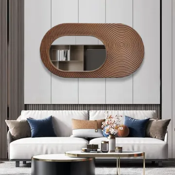Show details for Swirl Wooden Oval Mirror Picture of Swirl Wooden Oval Mirror