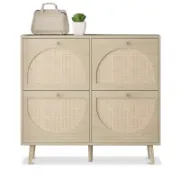 صورة وحدة تخزين الأحذية أوربيتال - خشب طبيعي مع راتان