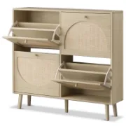 صورة وحدة تخزين الأحذية أوربيتال - خشب طبيعي مع راتان