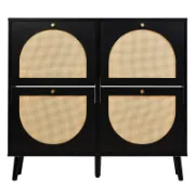 صورة وحدة تخزين الأحذية أوربيتال - خشب طبيعي مع راتان