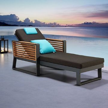Show details for Luxury Outdoor Chaise Lounge - Natural Wood - Nova Picture of Luxury Outdoor Chaise Lounge - Natural Wood - Nova