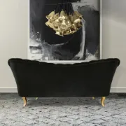 Picture of Black Velvet Sofa - 3-Seater with Luxury Gold Legs - LONARA