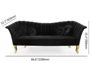 Picture of Black Velvet Sofa - 3-Seater with Luxury Gold Legs - LONARA