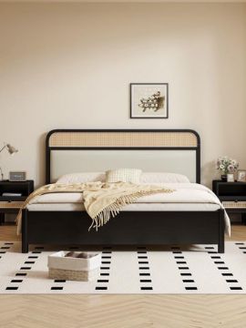 Show details for Calma Noir – Natural Wood & Rattan Headboard Bed Picture of Calma Noir – Natural Wood & Rattan Headboard Bed