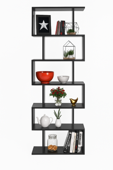 Picture of Bissaw white Bookcase with 6 shelves