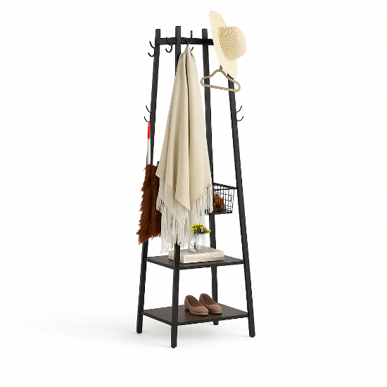 Picture of Rackara Metal Coat Rack | Hooks and Shelves