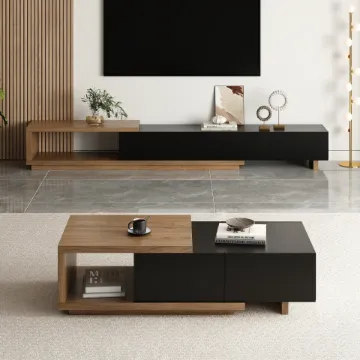 Mauro Media Set in Natural Wood & Black Mauro Media Set in Natural Wood & Black