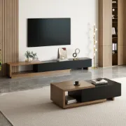 Mauro Media Set in Natural Wood & Black