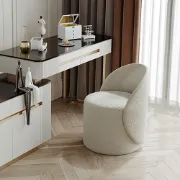 Elenora Vanity Chair – Natural Wood & Premium Fabric