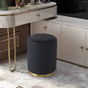 Ferla chair - an elegant design with a natural wood frame and a golden metal base.