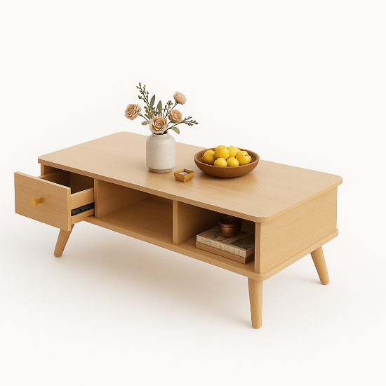 Picture of Splash Natural wood coffee table with storage unit and drawers