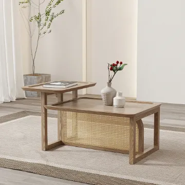 Show details for Canora Rattan Natural Wood Coffee Table – Boho Minimalism Picture of Canora Rattan Natural Wood Coffee Table – Boho Minimalism