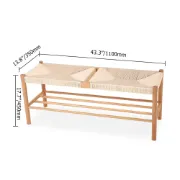 Picture of Saku Boho Woven Wood Bench