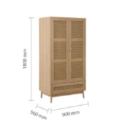 Picture of Celyn – Rattan 2-Door Wardrobe with Drawer