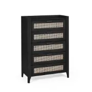 Zaria - Natural wood storage unit with rattan fronts.