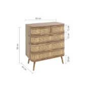 Alina – Curved Edge Rattan Wood 5-Drawer Chest