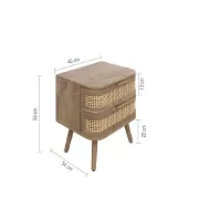 Lyra Side Table – Natural Wood with Rattan Front