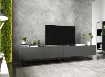 Show details for Noir TV Console – Modern Black Media Unit with Metal Frame Picture of Noir TV Console – Modern Black Media Unit with Metal Frame